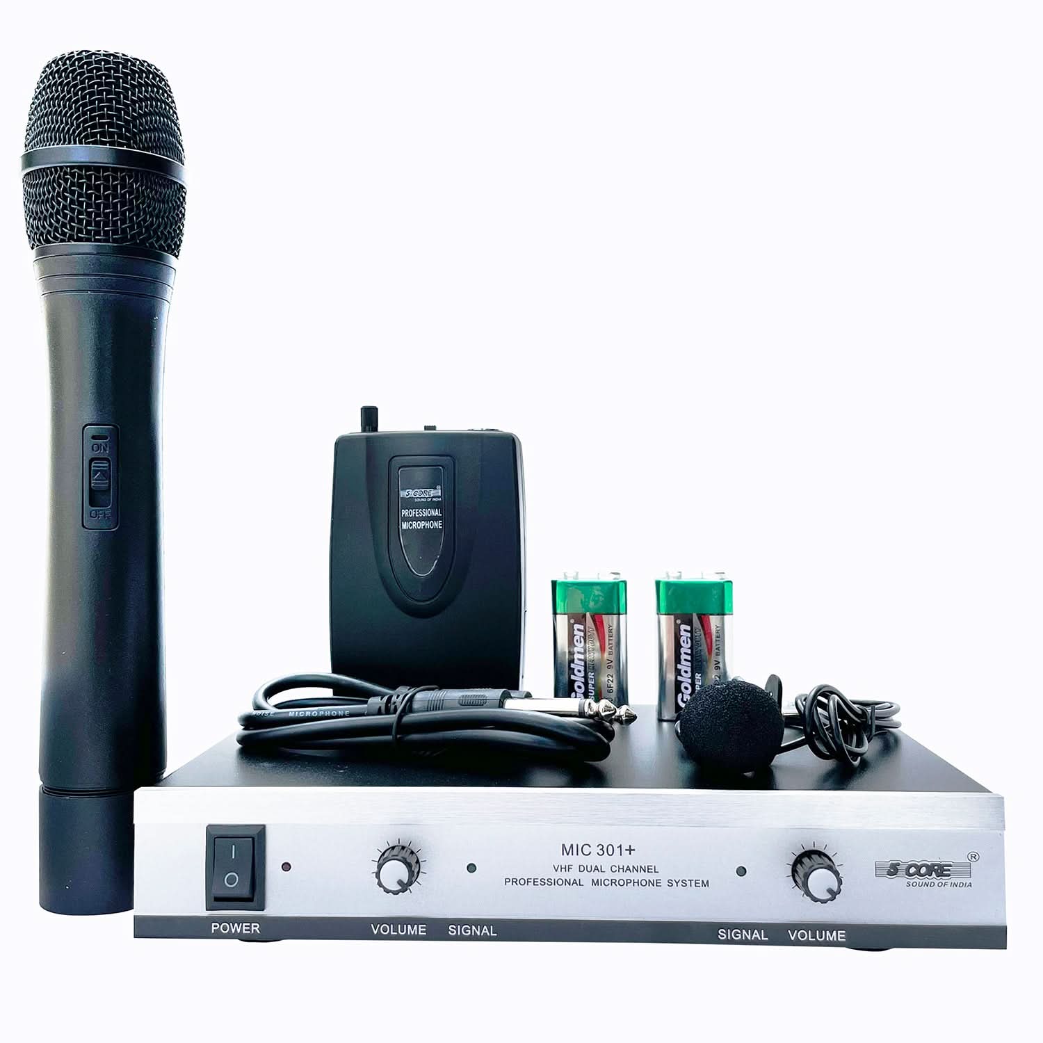 5Core Wireless Microphone VHF Handheld with 1 Lav Mic + Receiver