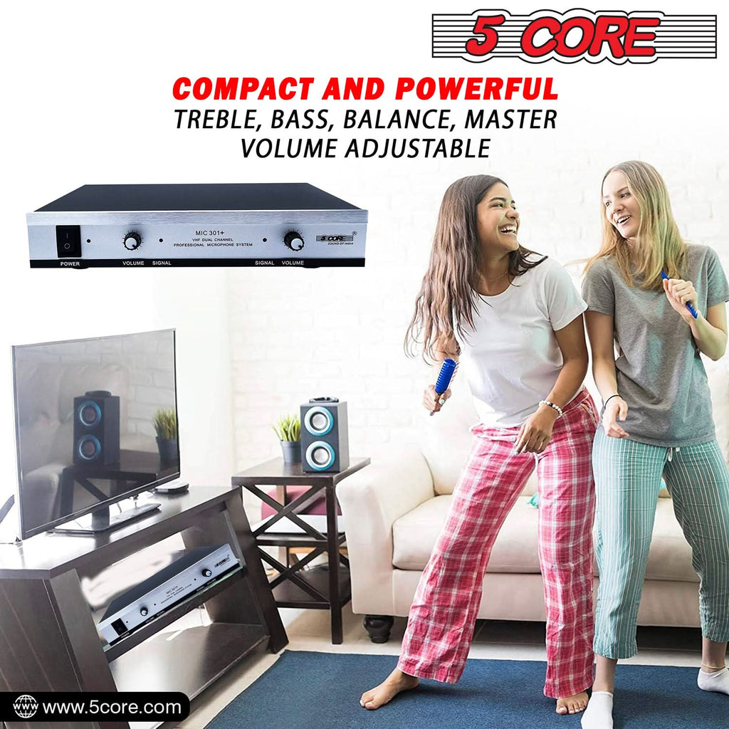 5Core Wireless Microphone VHF Handheld with 1 Lav Mic + Receiver