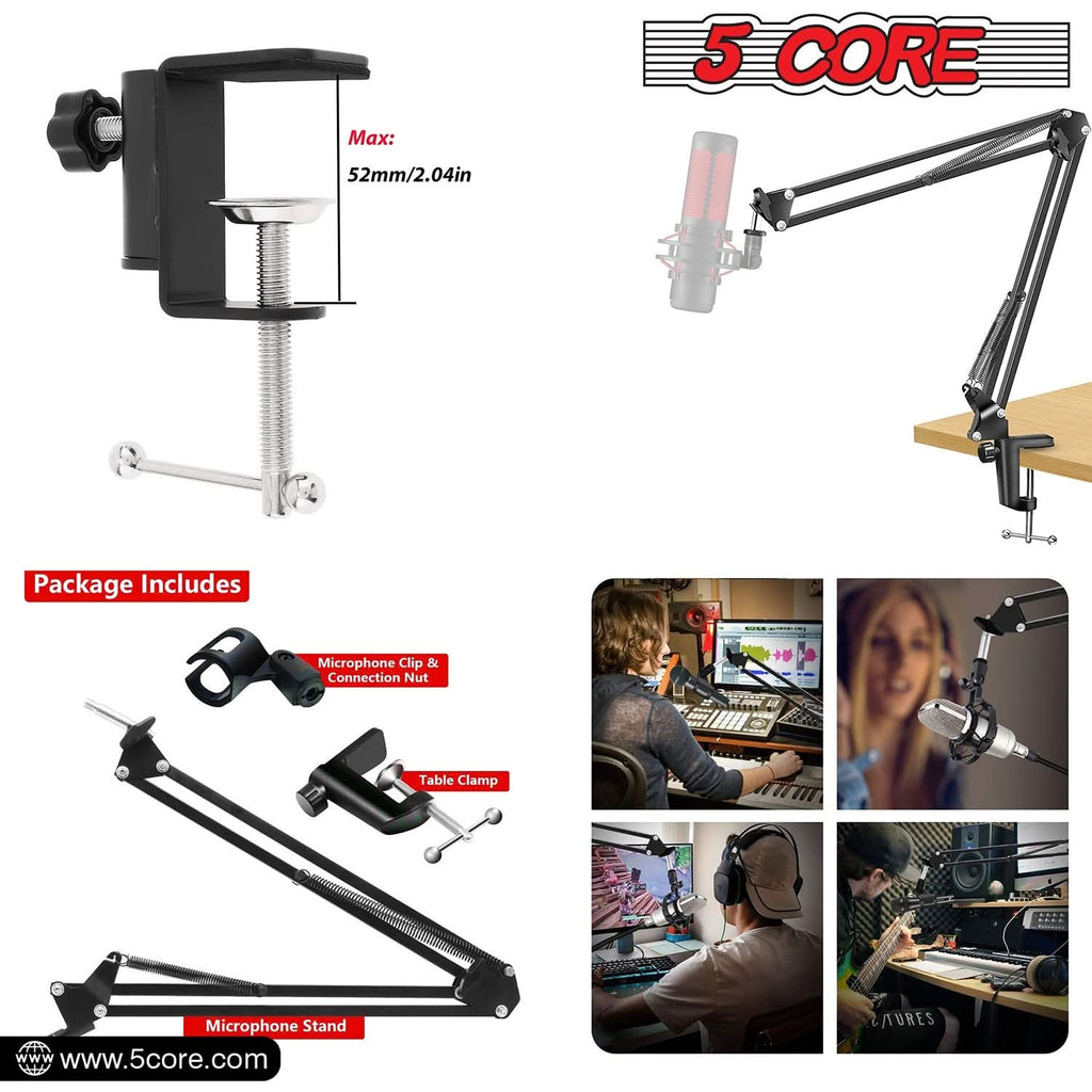 5Core Microphone Boom Arm Desk Mic Stand Adjustable Clamp Suspension
