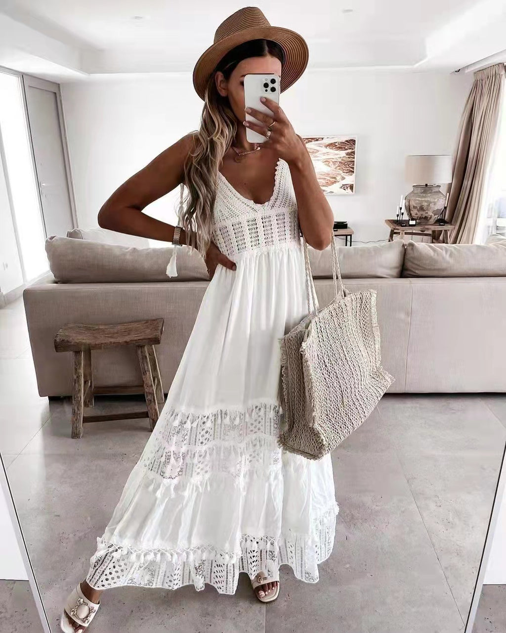Women's Lace Embroidery Maxi Dress