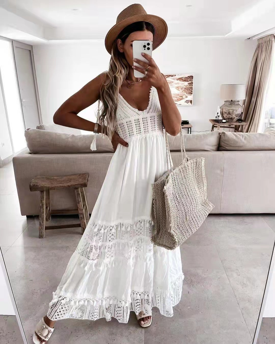 Women's Lace Embroidery Maxi Dress