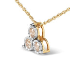 14K Gold Diamond 3 Stone Pendant Necklace