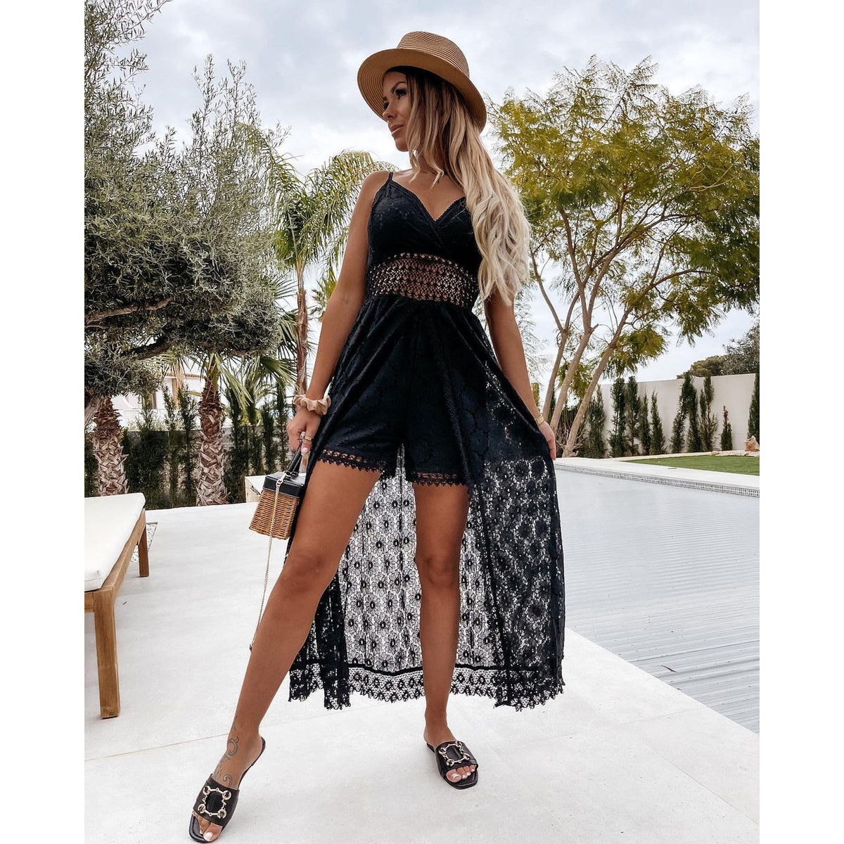Women's Lace Embroidery Maxi Dress