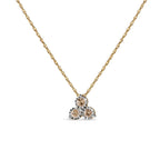 14K Gold Diamond 3 Stone Pendant Necklace