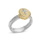 18K Gold Diamond Cross Ring
