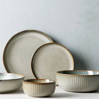 Japanese Ceramic Plates & Rice Bowl Set