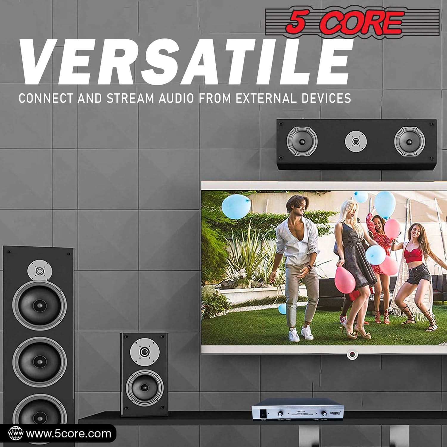 5Core Wireless Microphone VHF Handheld with 1 Lav Mic + Receiver