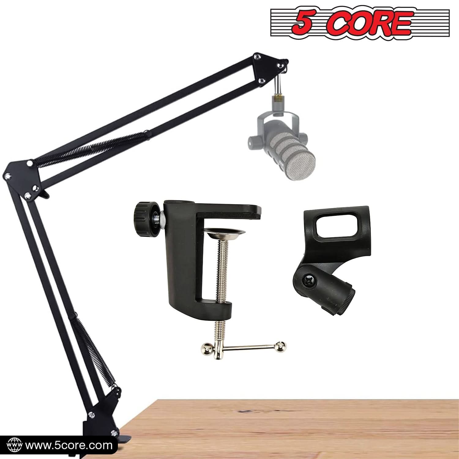 5Core Microphone Boom Arm Desk Mic Stand Adjustable Clamp Suspension