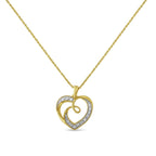 14K Gold Diamond Ribbon Heart Necklace