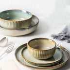 Japanese Ceramic Plates & Rice Bowl Set