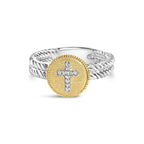 18K Gold Diamond Cross Ring