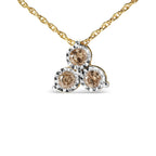 14K Gold Diamond 3 Stone Pendant Necklace