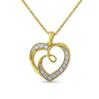 14K Gold Diamond Ribbon Heart Necklace