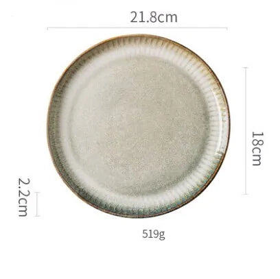Japanese Ceramic Plates & Rice Bowl Set